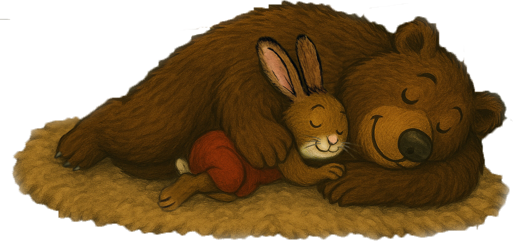 Bär und Hase auf Teppich